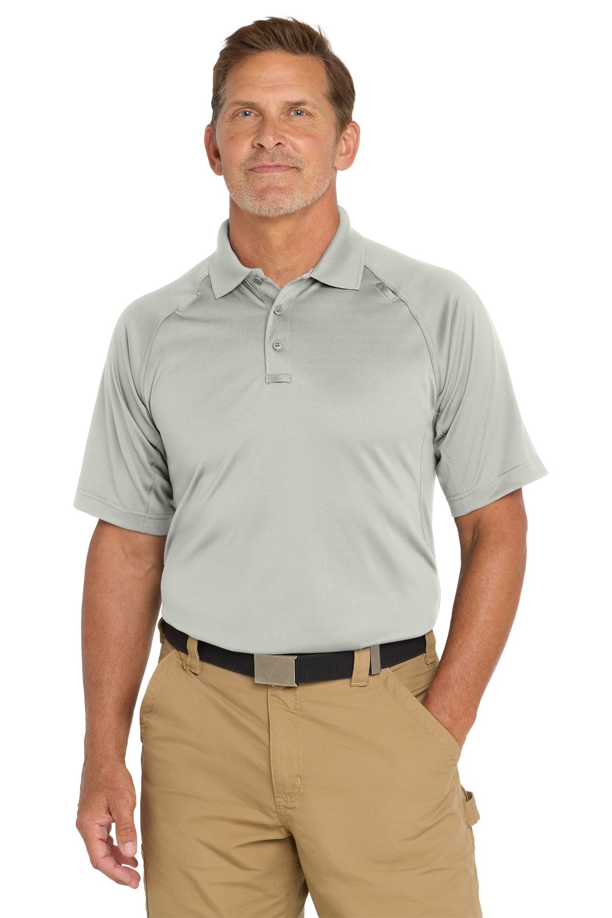 Custom Light Grey Tall Select Snag-Proof Tactical Polo TLCS410, personalized by SanCanDo Swag in Argyle, TX