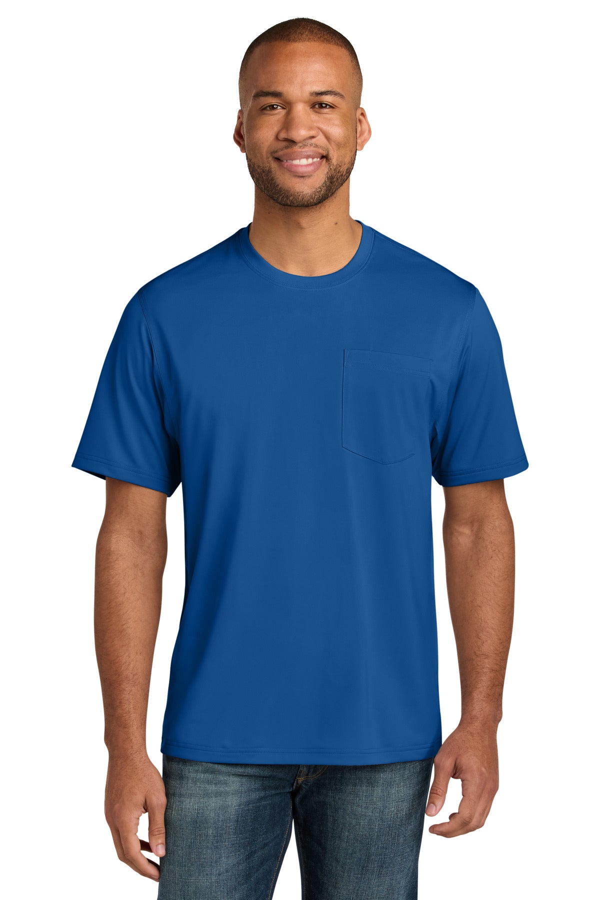 Custom Royal Tall Workwear Pro Short Sleeve Pocket Tee TLCS440P, personalized by SanCanDo Swag in Argyle, TX