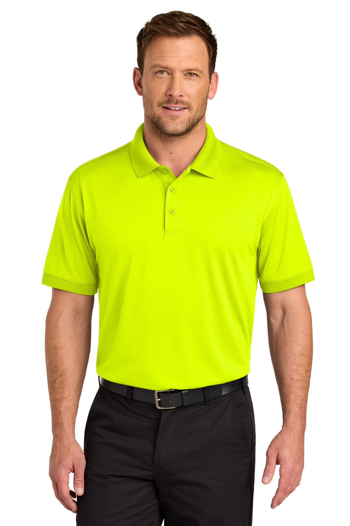 Custom Safety Yellow Tall Workwear Pro Polo TLCS450, personalized by SanCanDo Swag in Argyle, TX