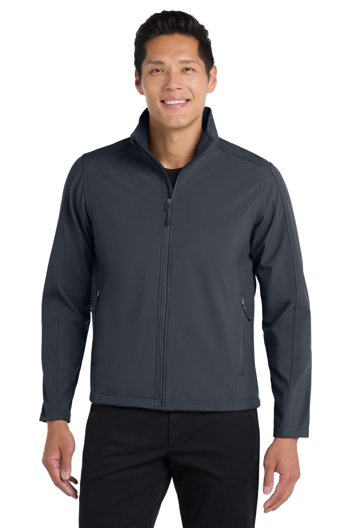 Custom Battleship Grey Tall Core Soft Shell Jacket TLJ317, personalized by SanCanDo Swag in Argyle, TX