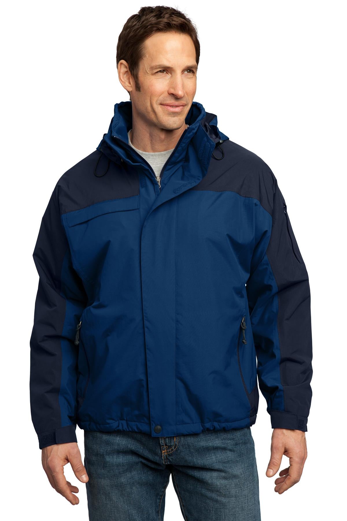 Custom Regatta Blue/ Navy Tall Nootka Jacket TLJ792, personalized by SanCanDo Swag in Argyle, TX