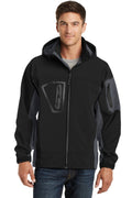 Custom Black/ Graphite Tall Waterproof Soft Shell Jacket TLJ798, personalized by SanCanDo Swag in Argyle, TX