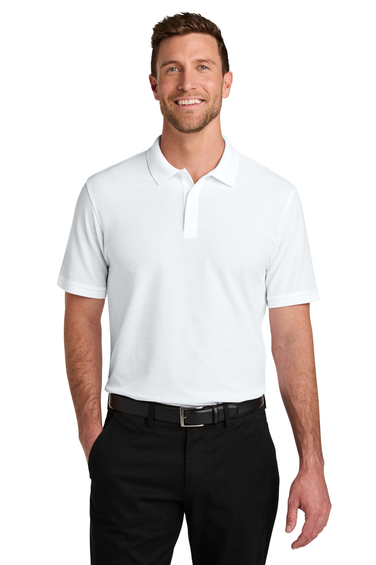 Custom White Tall Wearever Signature Pique Polo TLK200, personalized by SanCanDo Swag in Argyle, TX