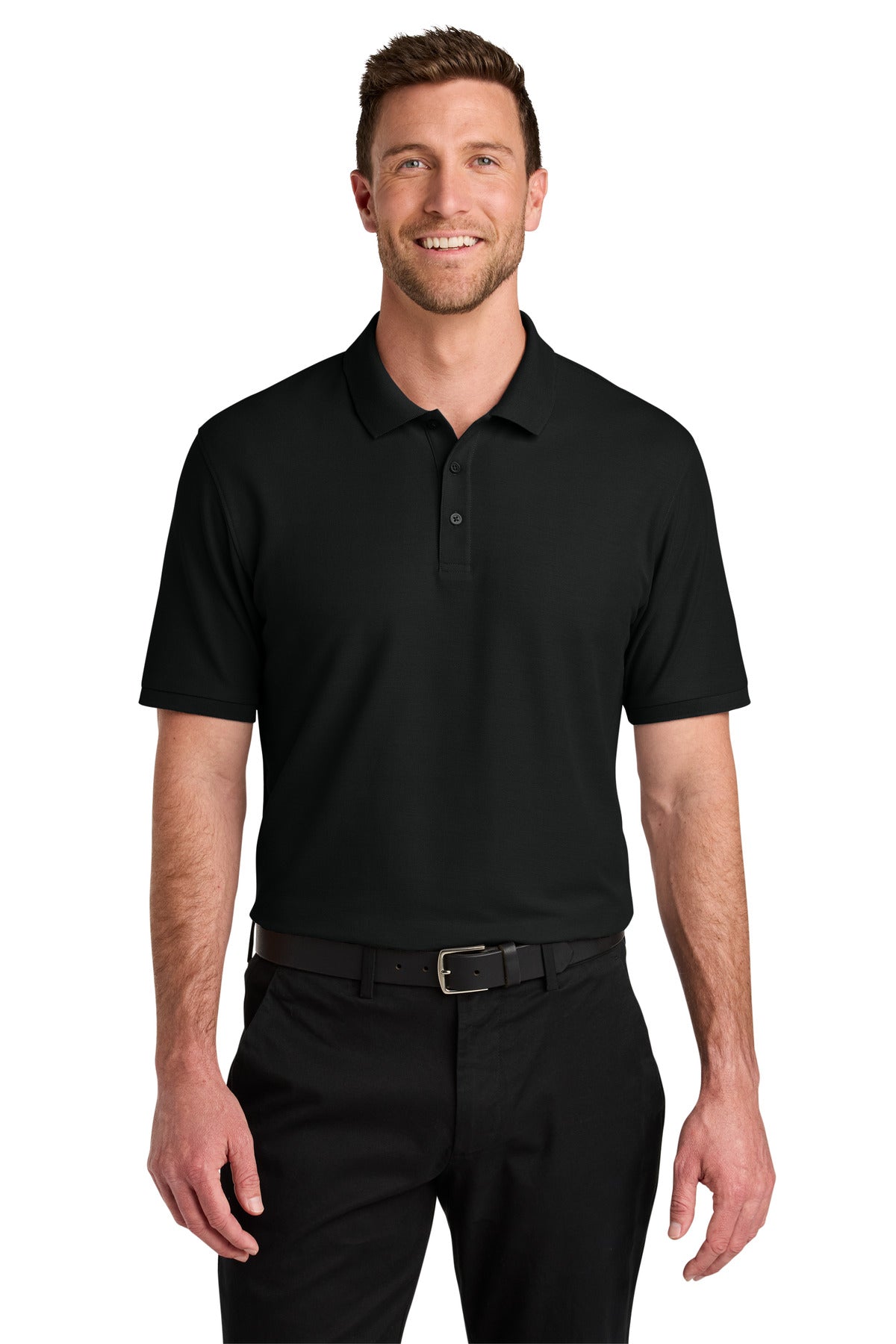 Custom Deep Black Tall Wearever Signature Pique Polo TLK200, personalized by SanCanDo Swag in Argyle, TX