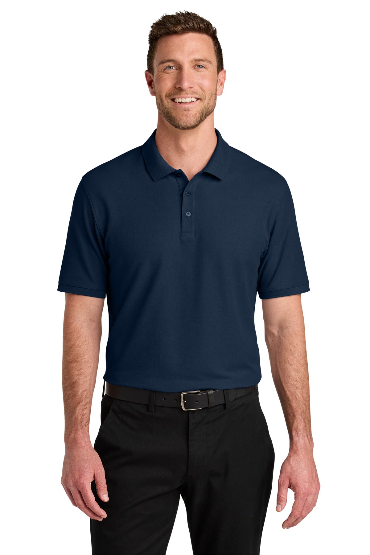 Custom River Blue Navy Tall Wearever Signature Pique Polo TLK200, personalized by SanCanDo Swag in Argyle, TX