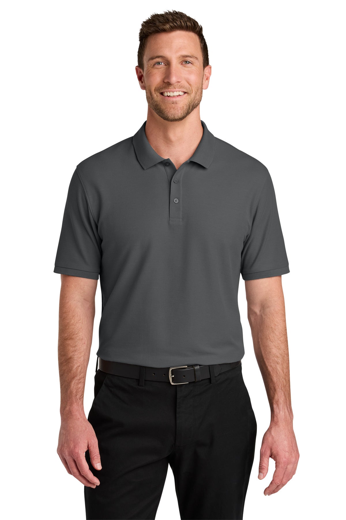 Custom Storm Grey Tall Wearever Signature Pique Polo TLK200, personalized by SanCanDo Swag in Argyle, TX