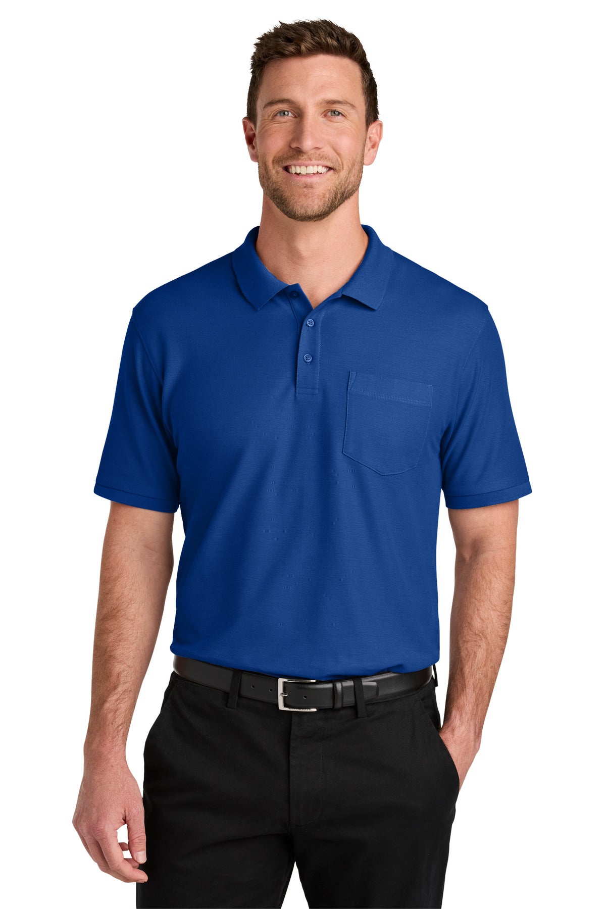 Custom True Royal Tall Wearever Signature Pique Pocket Polo TLK200P, personalized by SanCanDo Swag in Argyle, TX