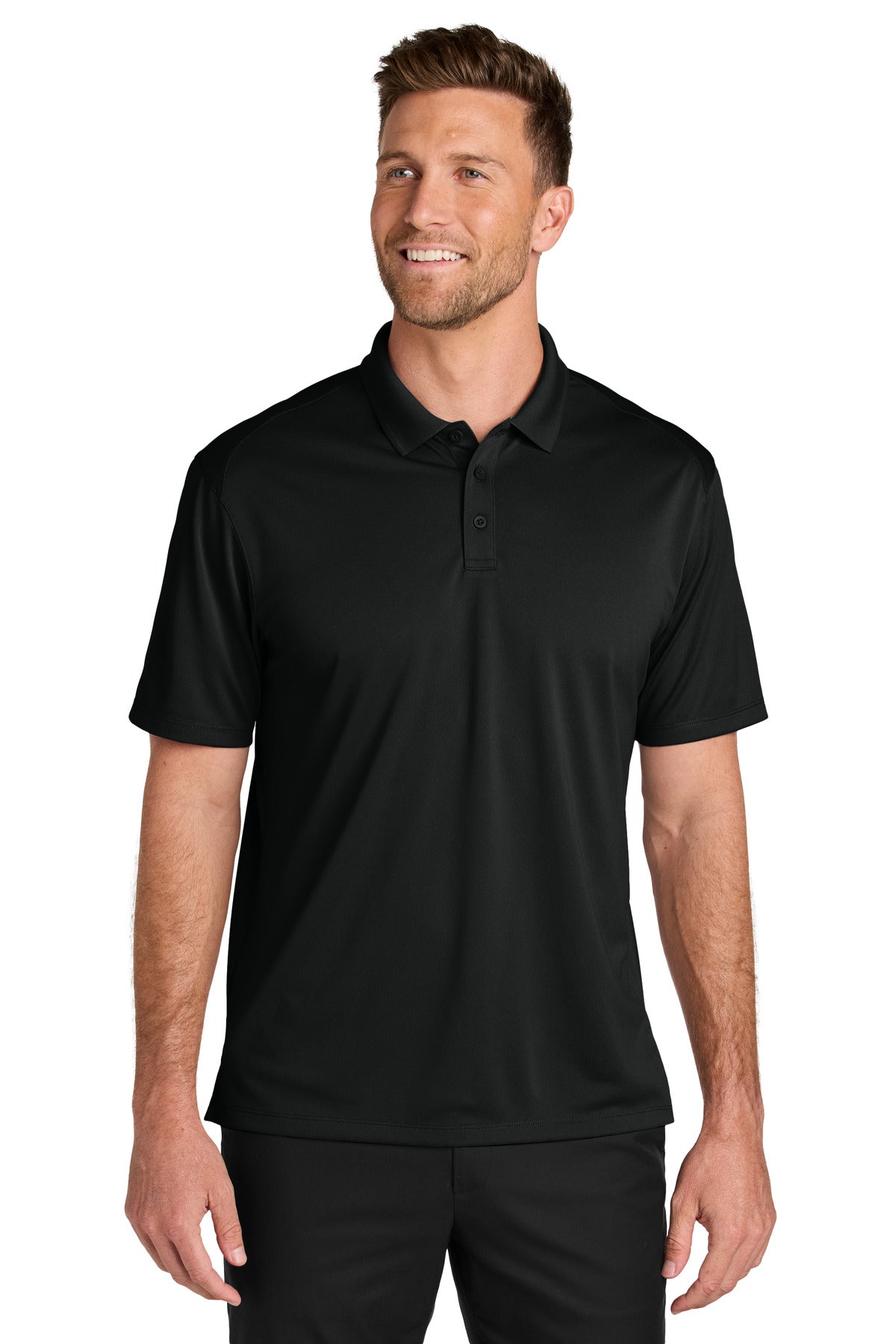 Custom Deep Black Tall Wearever Performance Pique Polo TLK240, personalized by SanCanDo Swag in Argyle, TX