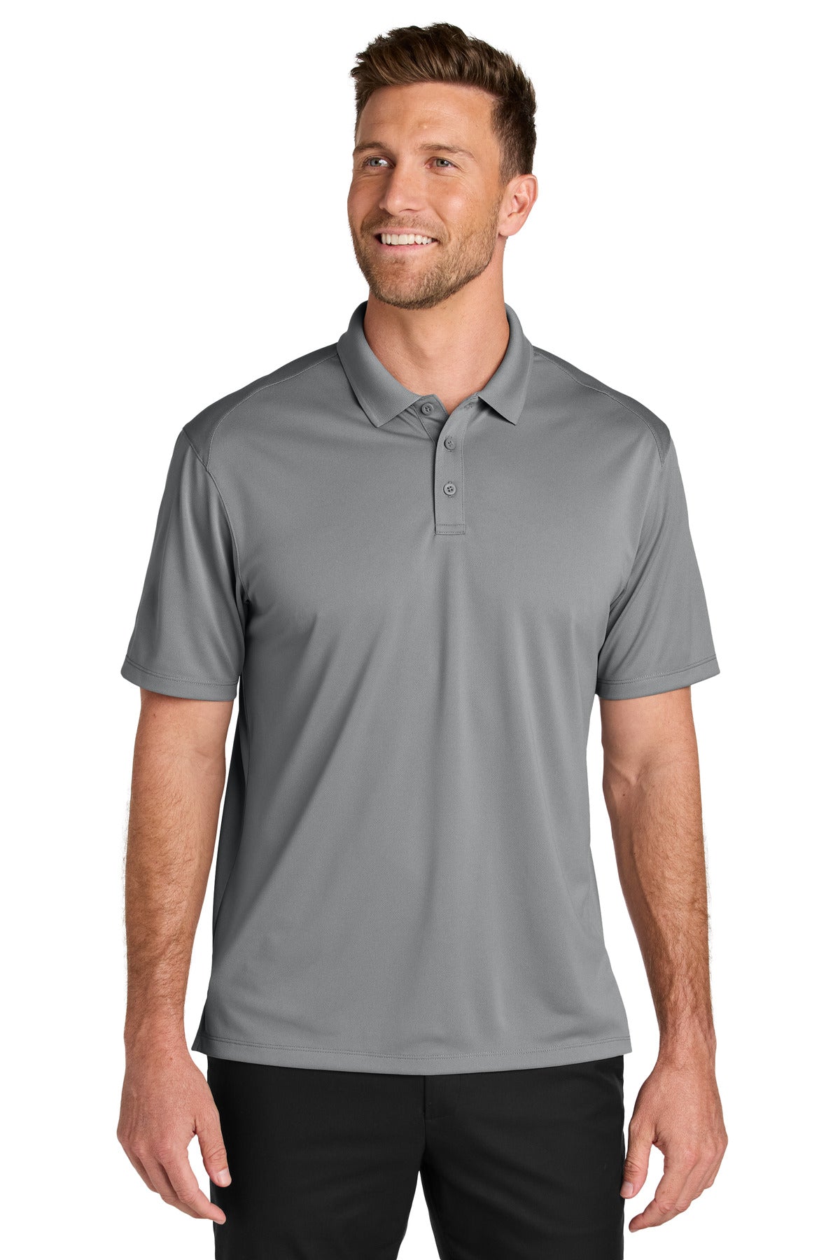 Custom Gusty Grey Tall Wearever Performance Pique Polo TLK240, personalized by SanCanDo Swag in Argyle, TX