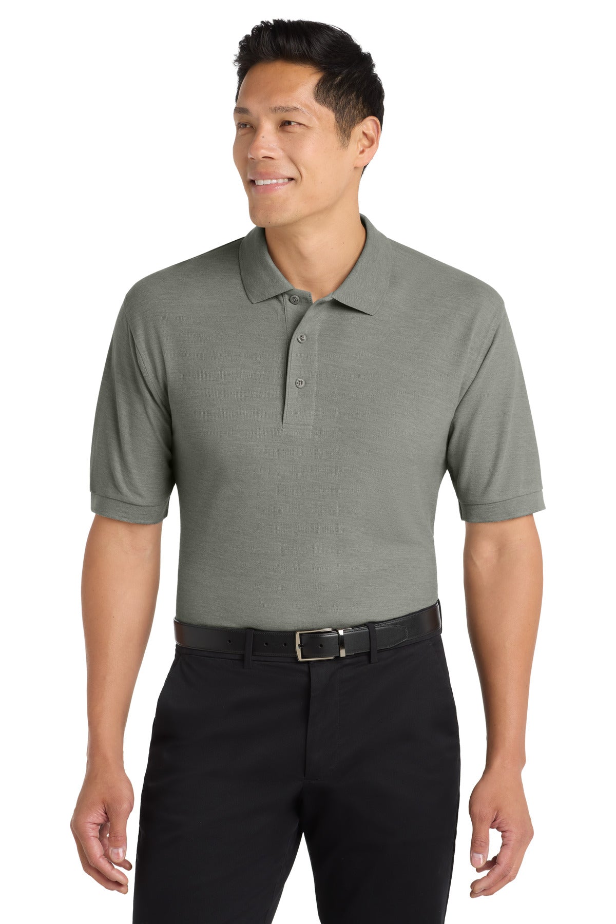 Custom Cool Grey Tall Silk Touch Polo TLK500, personalized by SanCanDo Swag in Argyle, TX