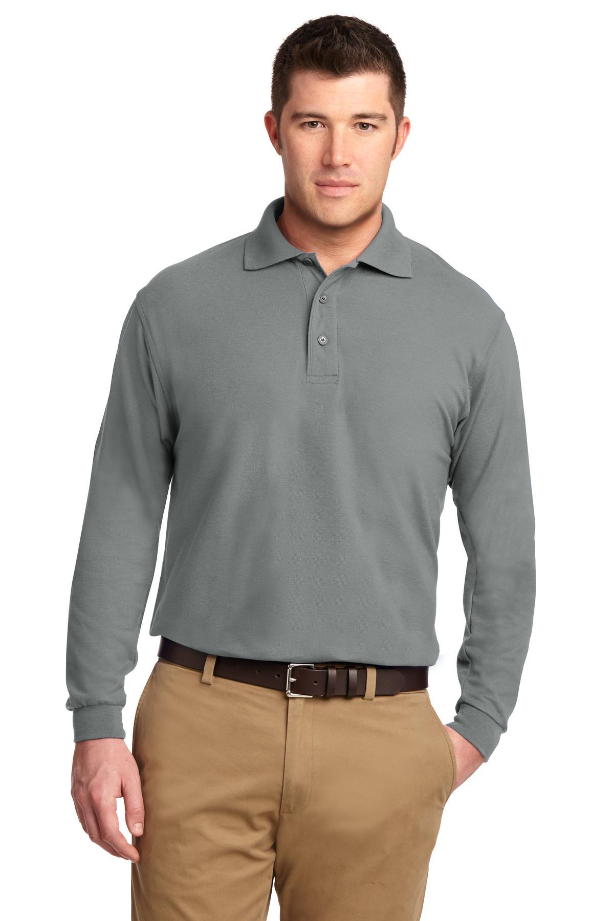Custom Cool Grey Tall Silk Touch Long Sleeve Polo TLK500LS, personalized by SanCanDo Swag in Argyle, TX
