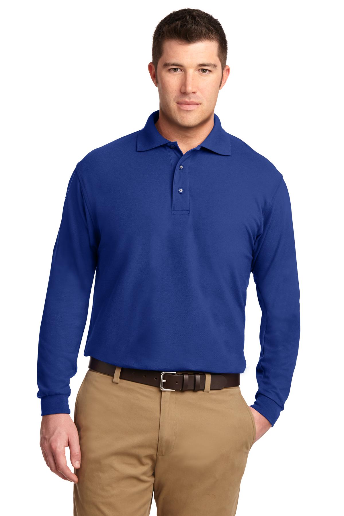 Custom Royal Tall Silk Touch Long Sleeve Polo TLK500LS, personalized by SanCanDo Swag in Argyle, TX