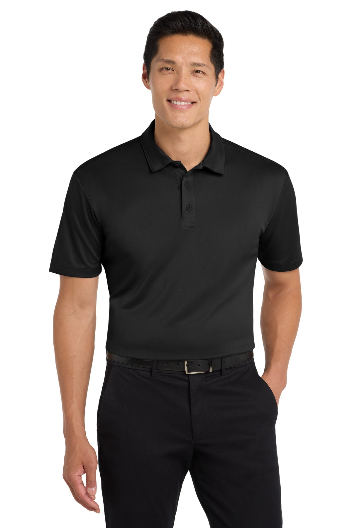 Custom Black Tall Silk Touch Performance Polo TLK540, personalized by SanCanDo Swag in Argyle, TX
