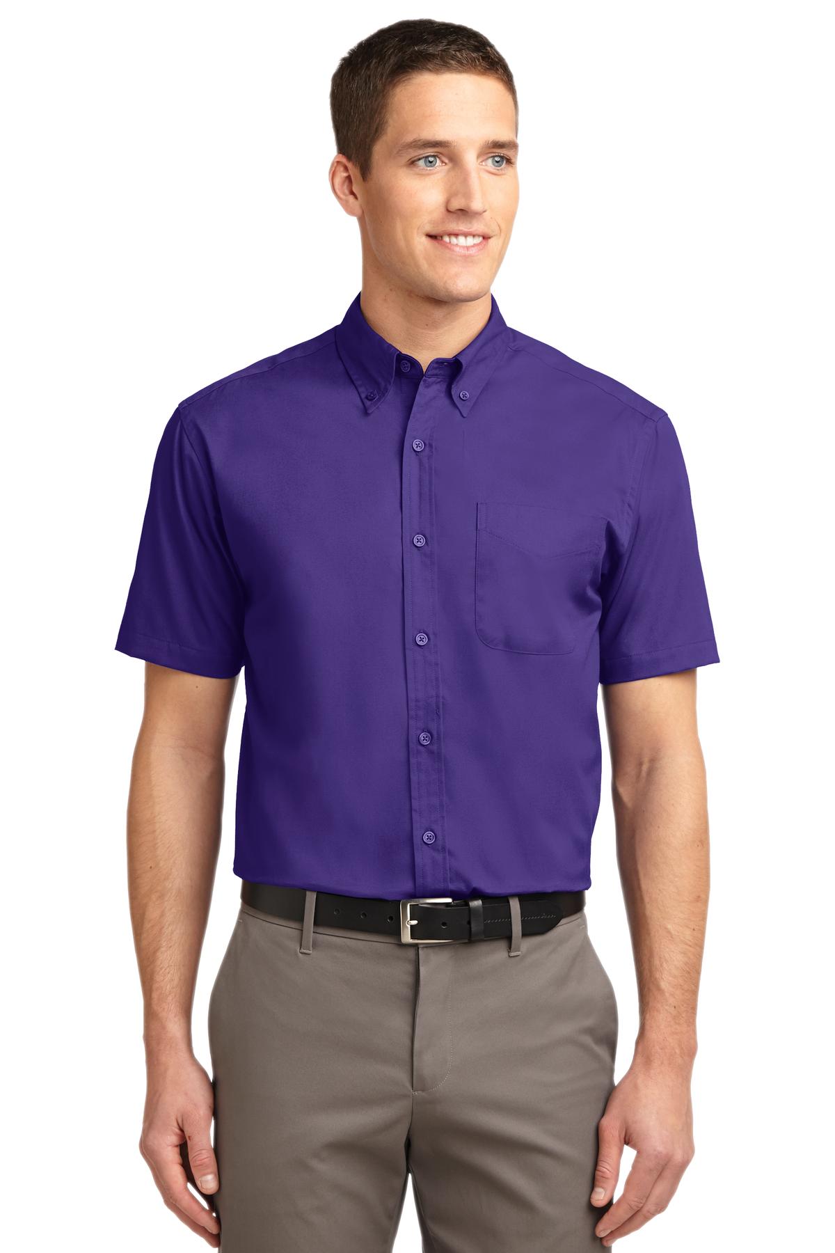 Custom Purple/ Light Stone Tall Short Sleeve Easy Care Shirt TLS508, personalized by SanCanDo Swag in Argyle, TX