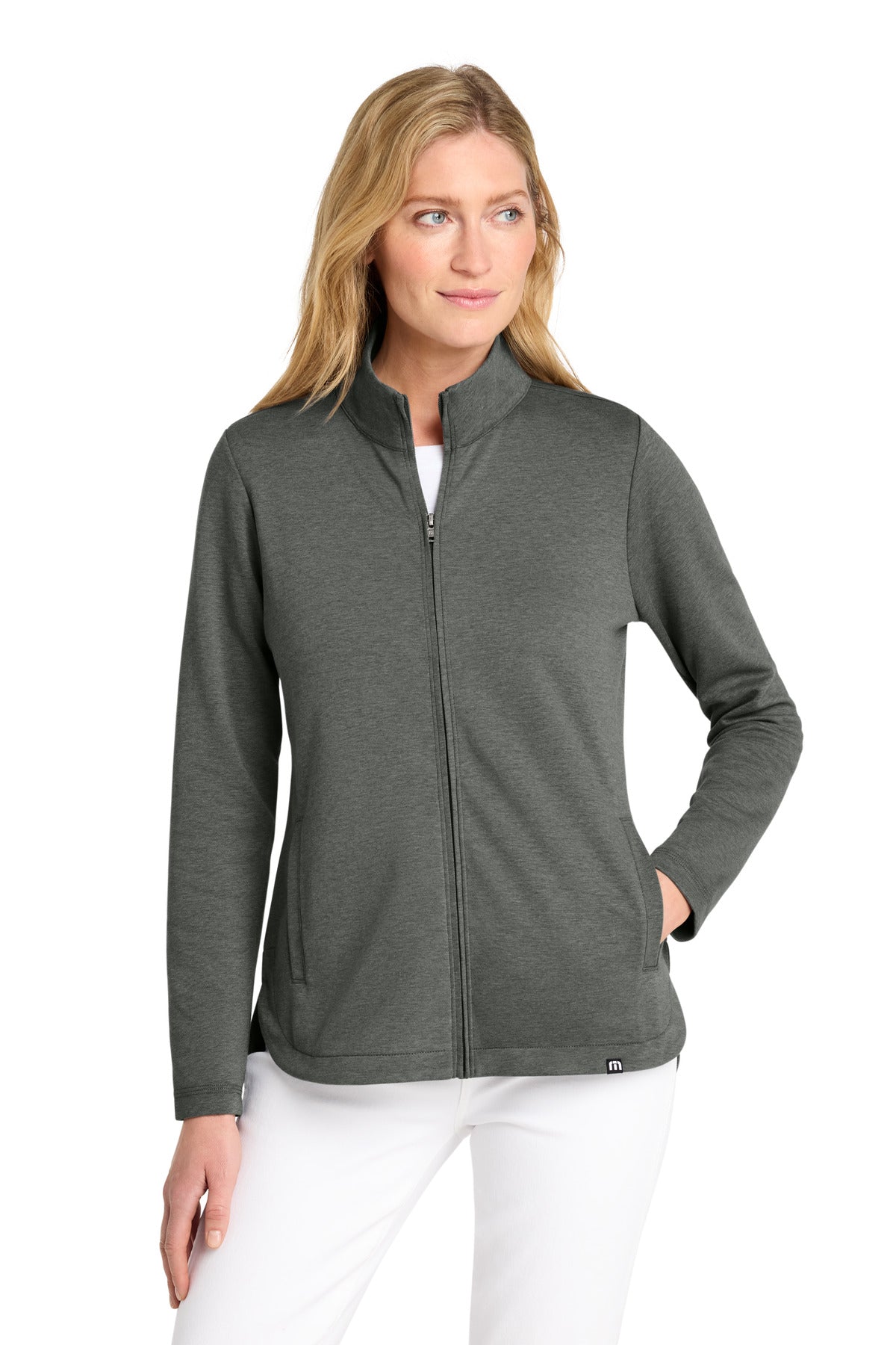 Custom Dark Grey Heather Women's Coveside Full-Zip TM1LD001, personalized by SanCanDo Swag in Argyle, TX