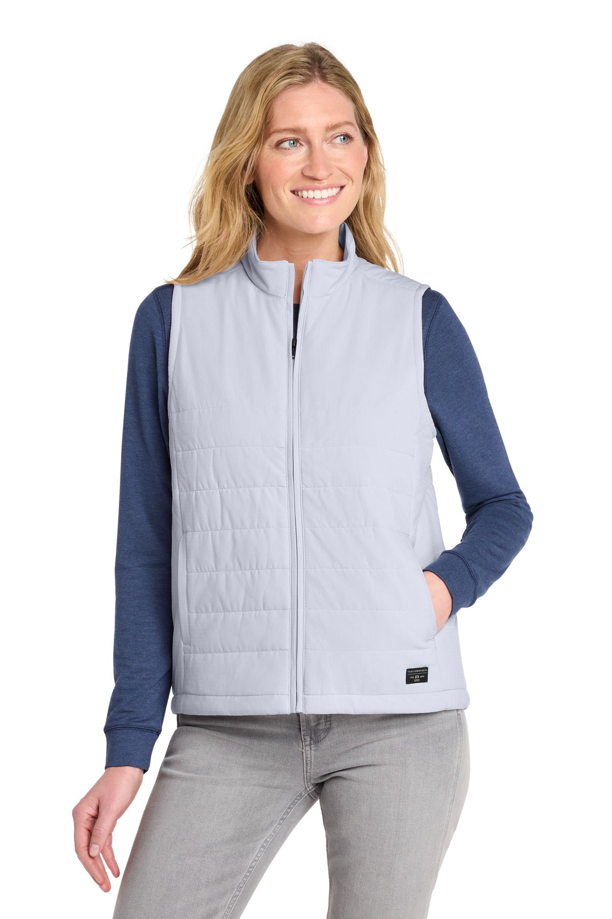 Custom Microchip Grey Women's Cold Bay Vest TM1LD002, personalized by SanCanDo Swag in Argyle, TX