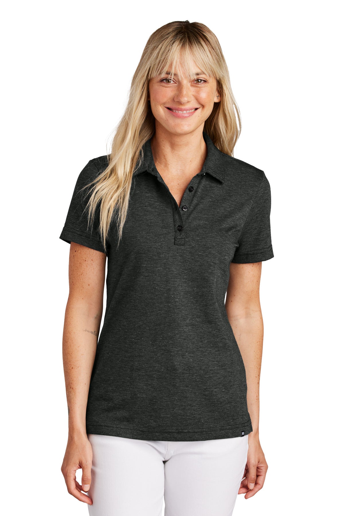 Custom Black Heather Women's Sunnyvale Polo TM1LD005, personalized by SanCanDo Swag in Argyle, TX