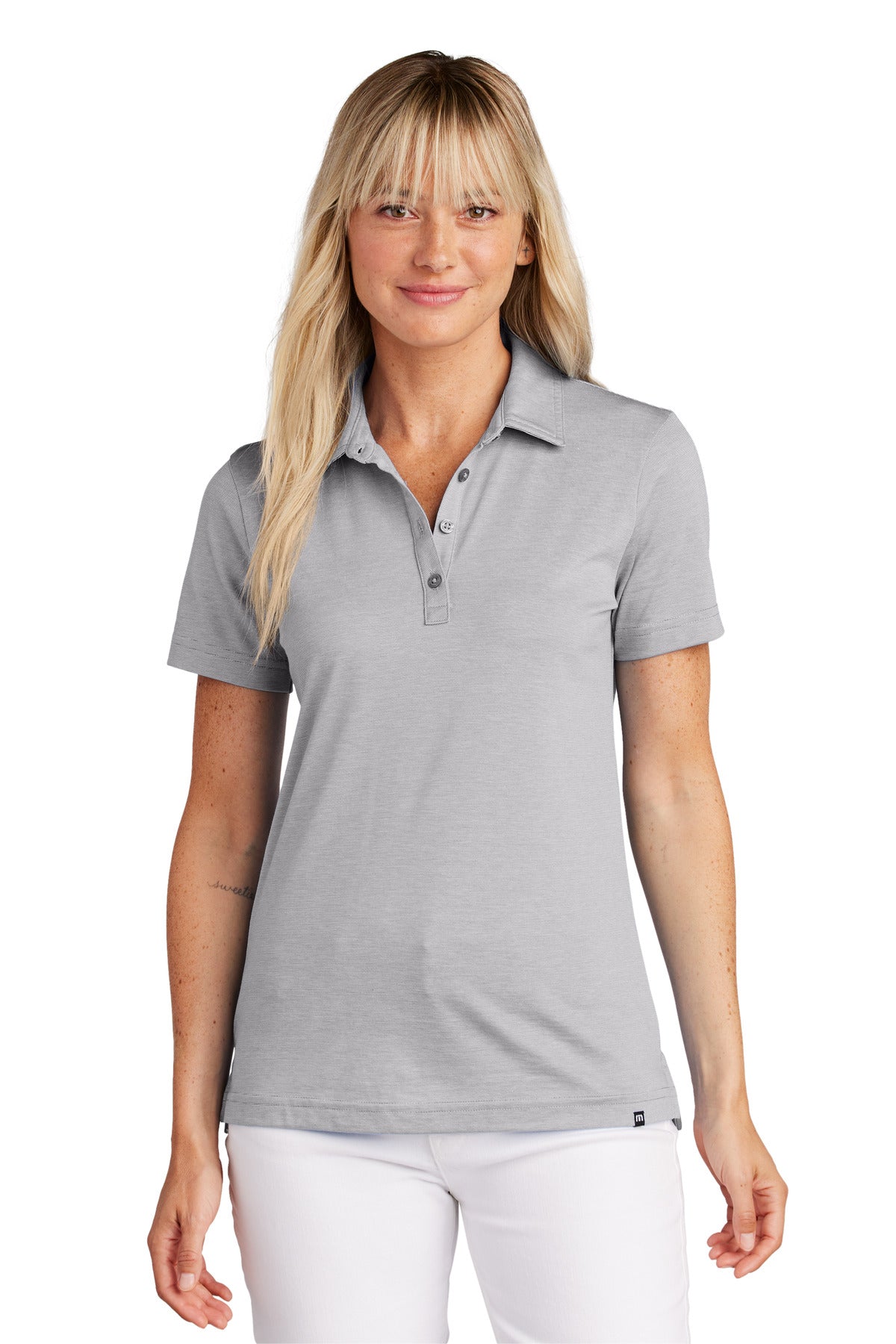 Custom Light Grey Heather Women's Sunnyvale Polo TM1LD005, personalized by SanCanDo Swag in Argyle, TX