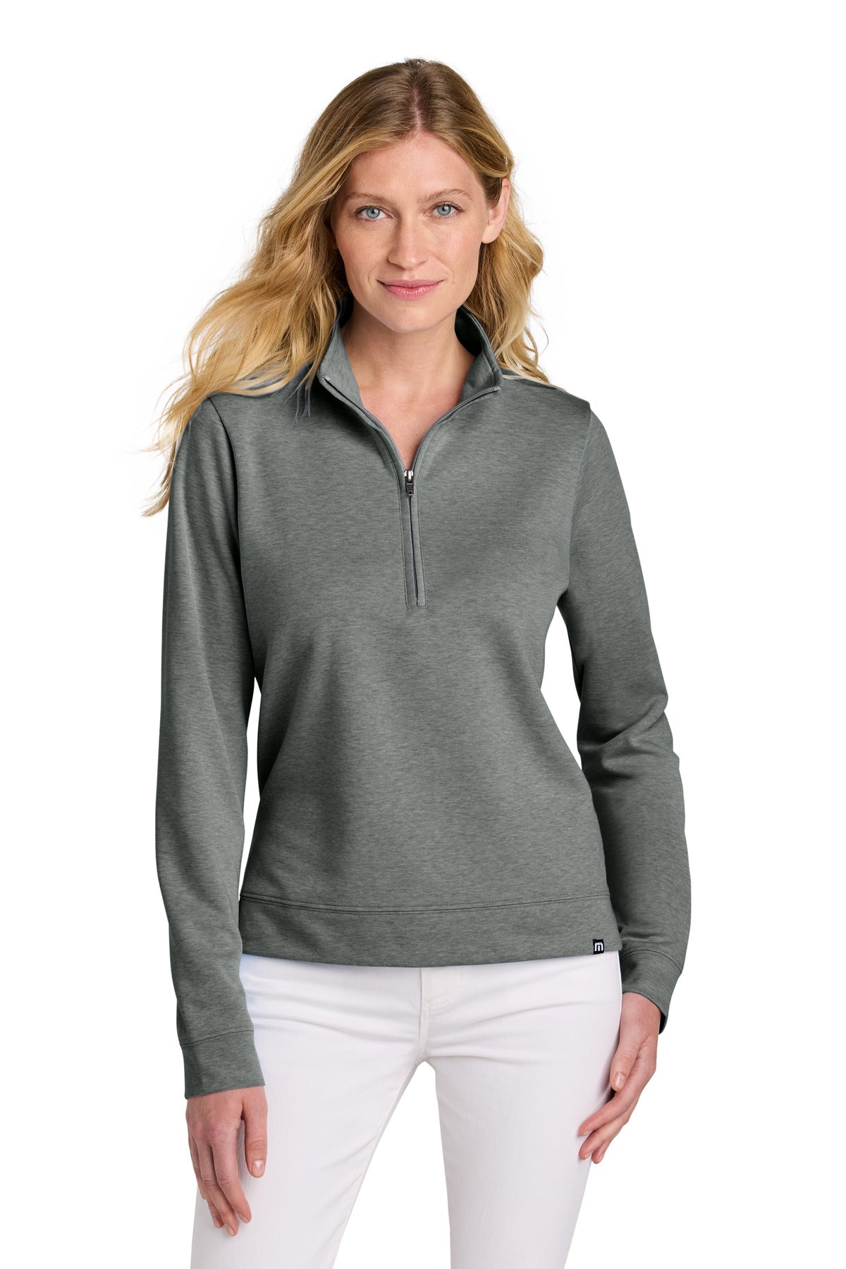 Custom Dark Grey Heather Women's Coveside 1/2-Zip TM1LD007, personalized by SanCanDo Swag in Argyle, TX