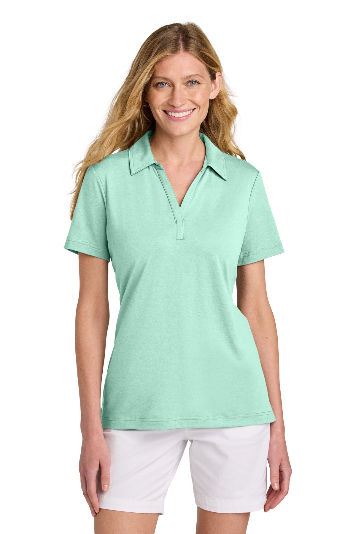 Custom Mint Women's Glenview Solid Polo TM1LF071, personalized by SanCanDo Swag in Argyle, TX
