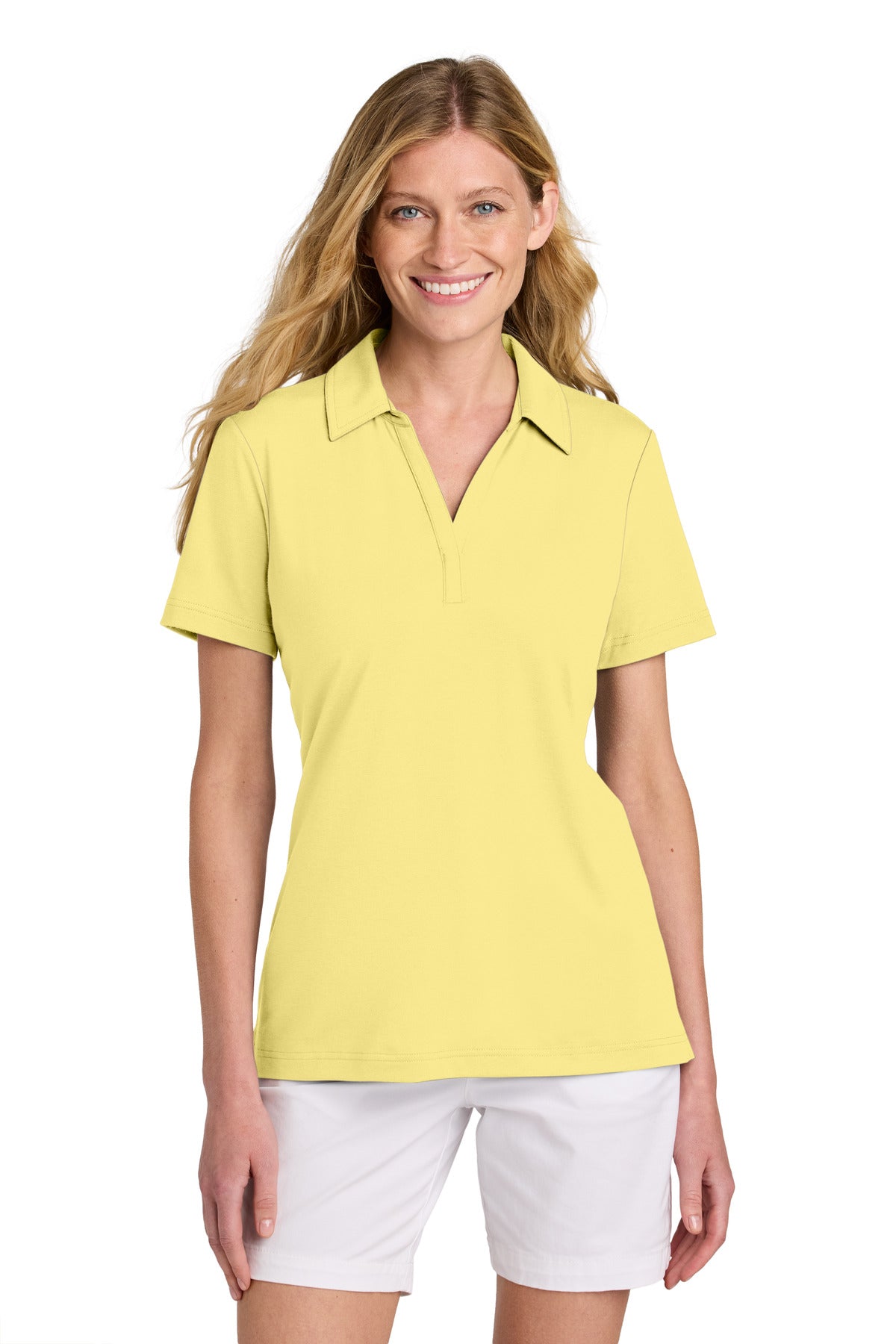 Custom Pale Yellow Women's Glenview Solid Polo TM1LF071, personalized by SanCanDo Swag in Argyle, TX