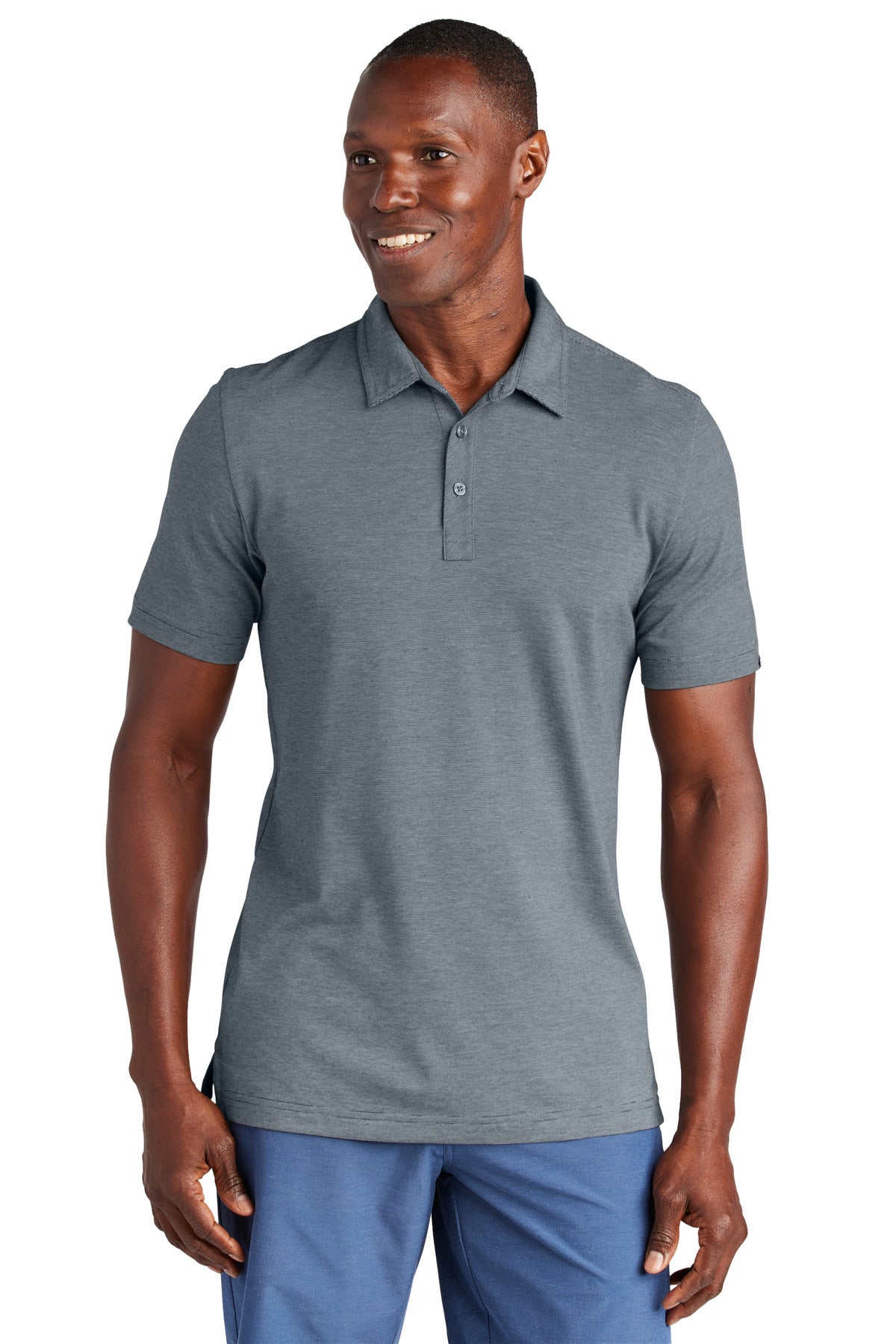 Custom Blue Nights Heather Sunnyvale Polo TM1MAA369, personalized by SanCanDo Swag in Argyle, TX
