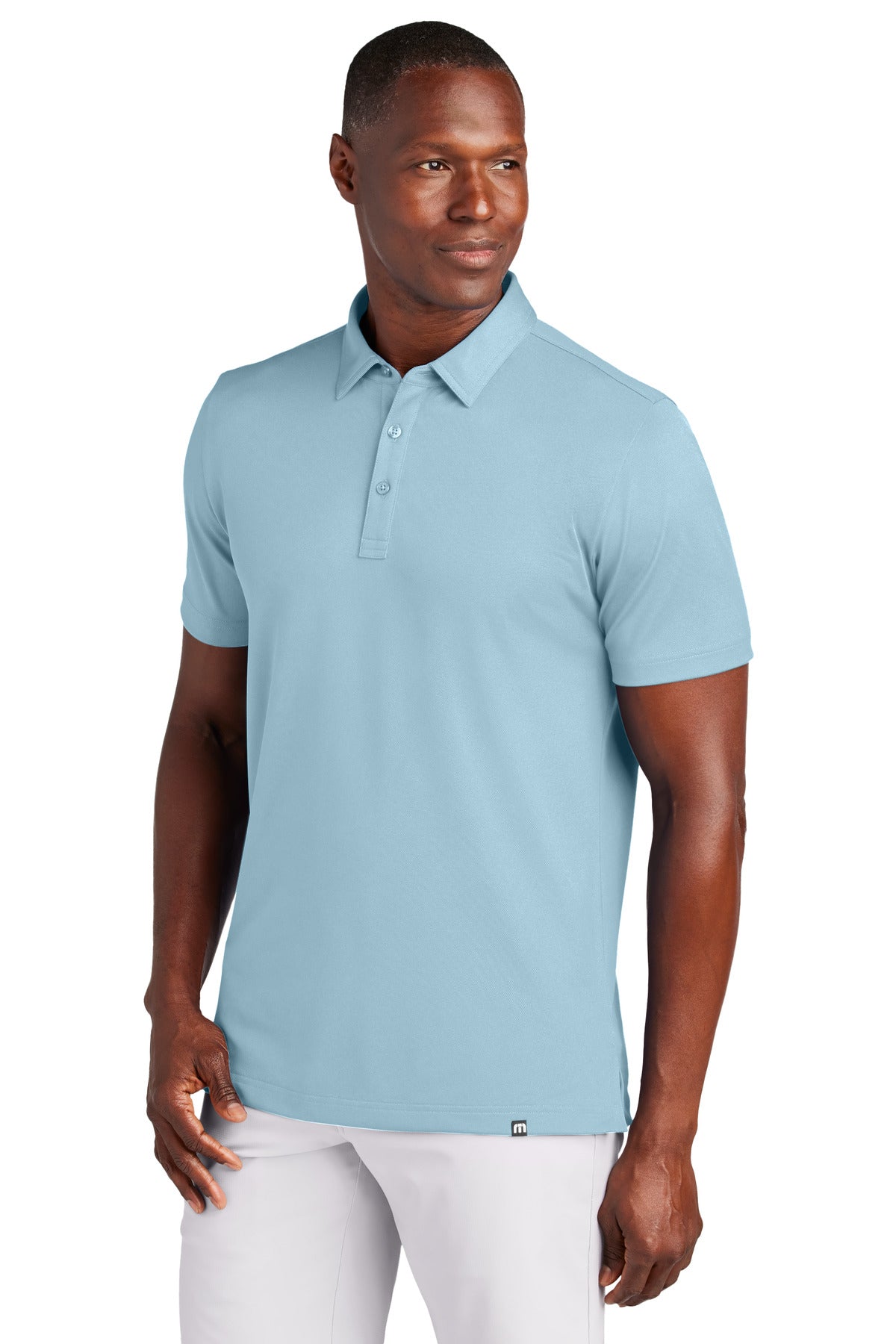 Custom Light Denim Blue Cabana Solid Polo TM1MAA370, personalized by SanCanDo Swag in Argyle, TX