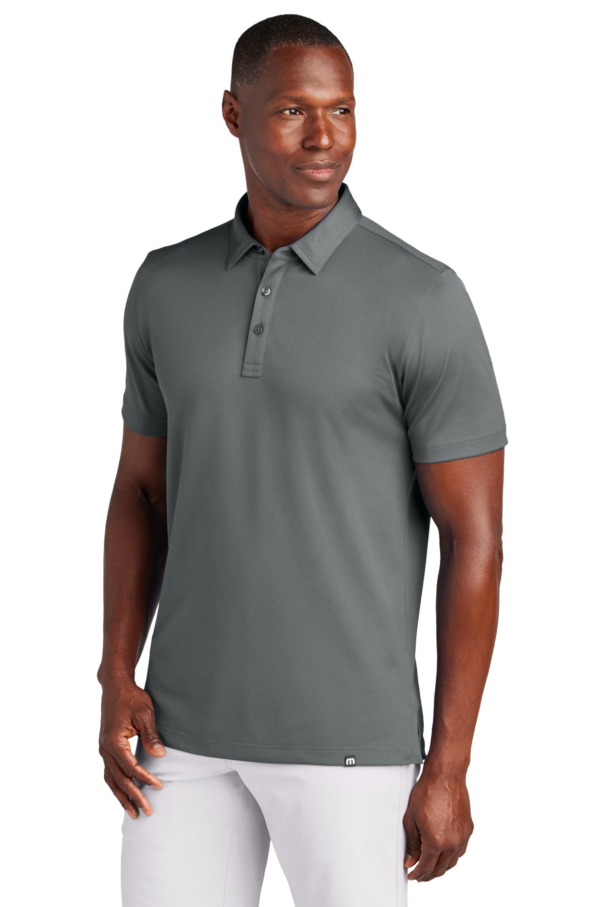 Custom Stormy Grey Cabana Solid Polo TM1MAA370, personalized by SanCanDo Swag in Argyle, TX