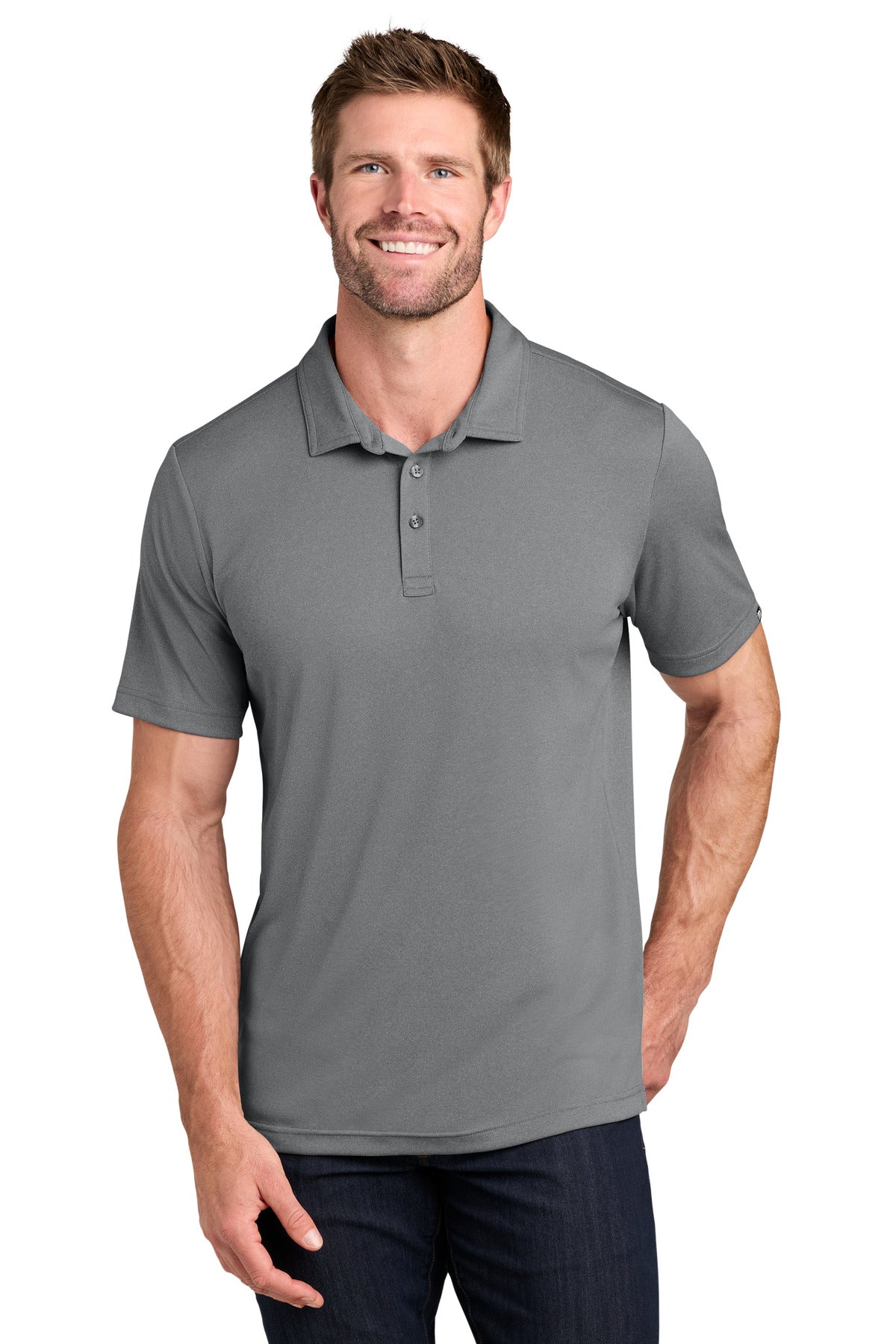 Custom Quiet Shade Grey Heather Coto Performance Polo TM1MU410, personalized by SanCanDo Swag in Argyle, TX