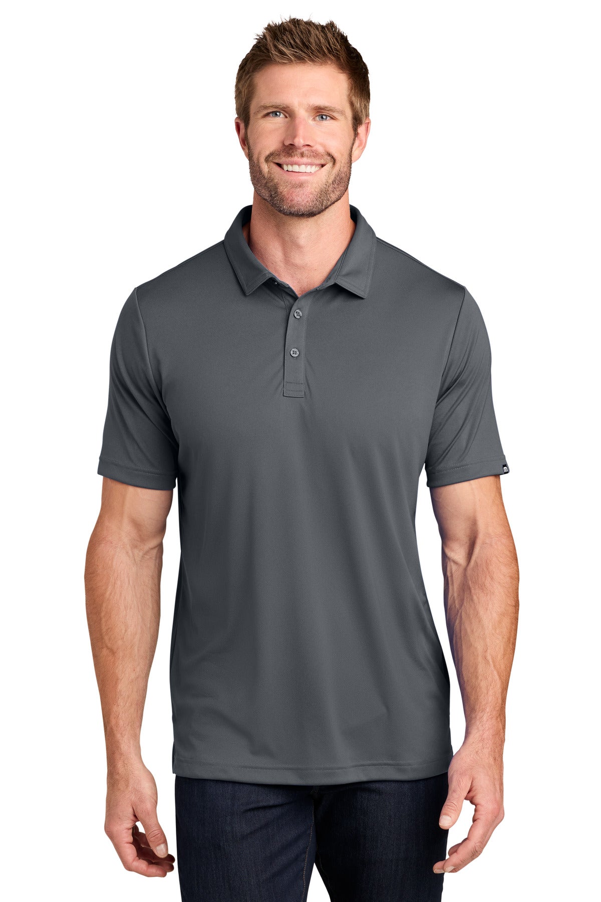 Custom Quiet Shade Grey/ Black Coto Performance Polo TM1MU410, personalized by SanCanDo Swag in Argyle, TX