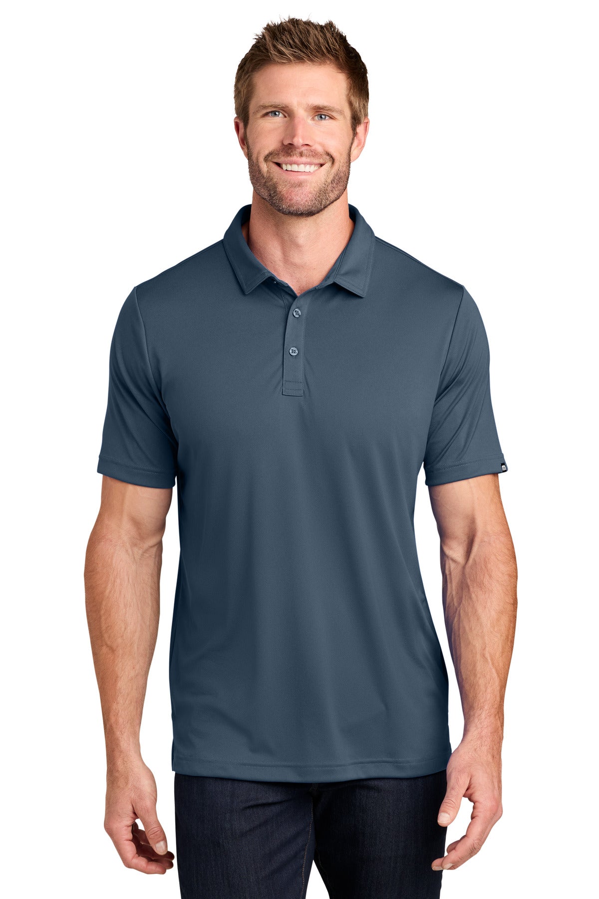 Custom Vintage Indigo/ Black Coto Performance Polo TM1MU410, personalized by SanCanDo Swag in Argyle, TX