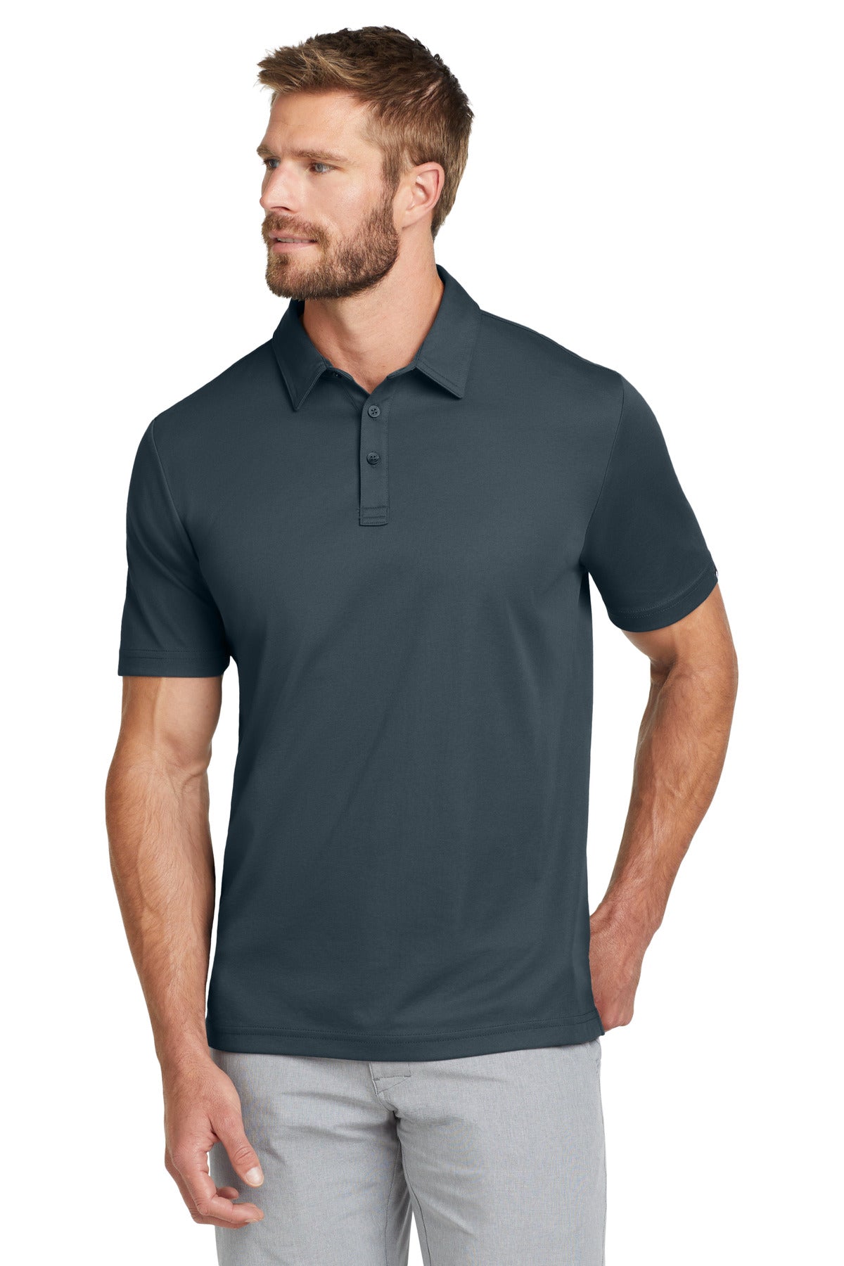 Custom Blue Nights Oceanside Solid Polo TM1MU411, personalized by SanCanDo Swag in Argyle, TX