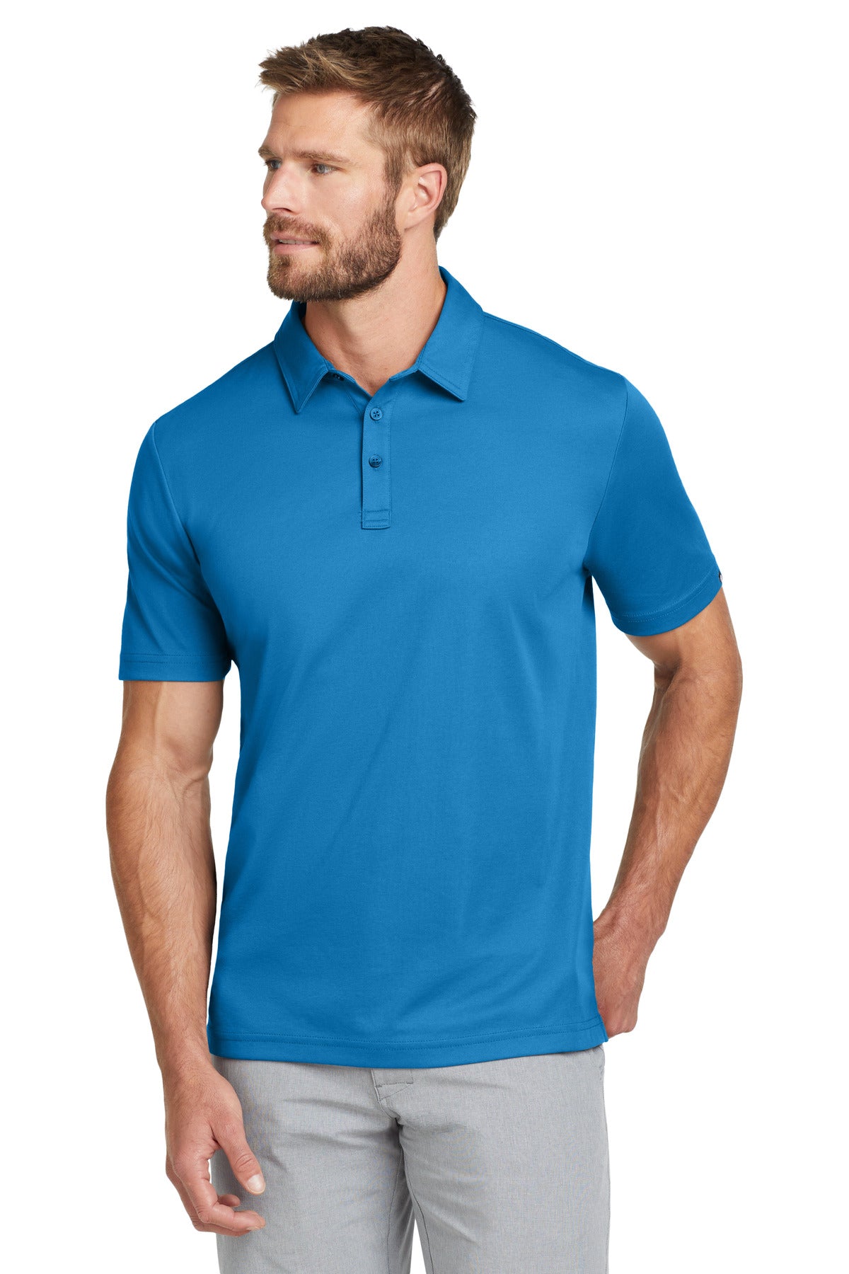 Custom Classic Blue Oceanside Solid Polo TM1MU411, personalized by SanCanDo Swag in Argyle, TX
