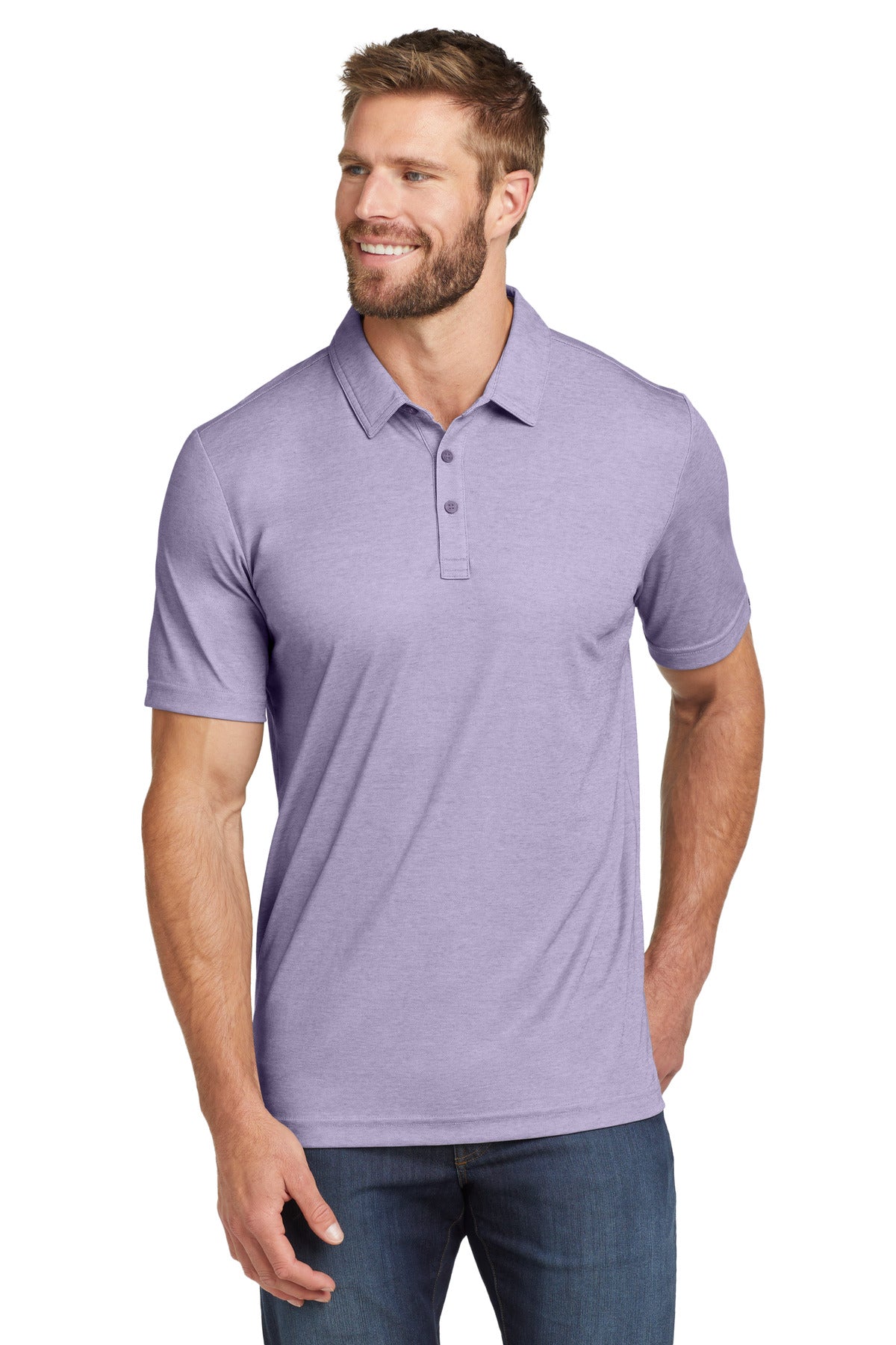 Custom Purple Sage Heather Oceanside Heather Polo TM1MU412, personalized by SanCanDo Swag in Argyle, TX
