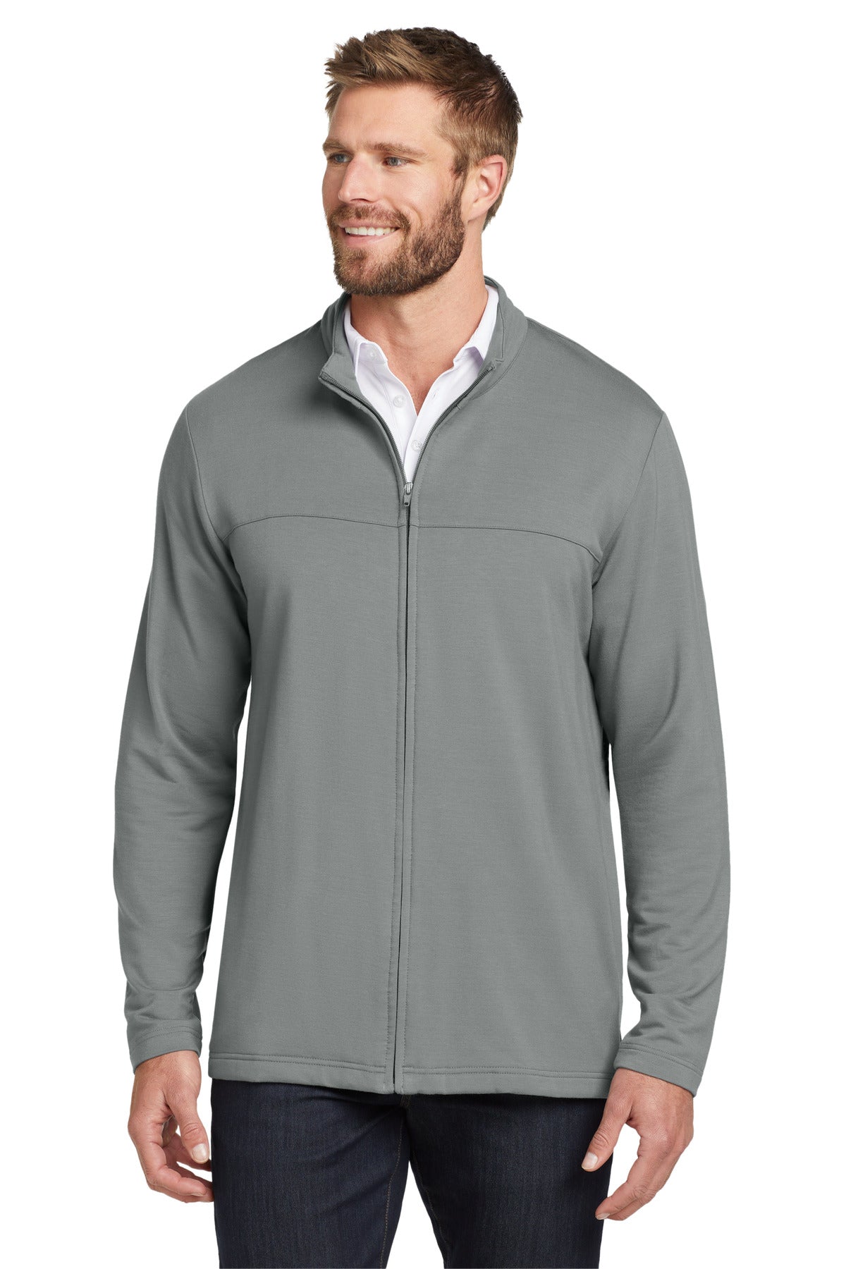 Custom Quiet Shade Grey Newport Full-Zip Fleece TM1MU420, personalized by SanCanDo Swag in Argyle, TX