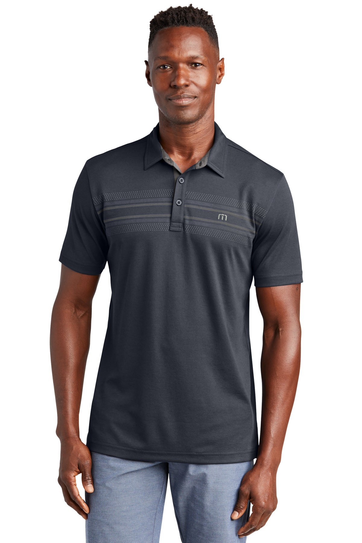 Custom Blue Nights Monterey Chest Stripe Polo TM1MW450, personalized by SanCanDo Swag in Argyle, TX
