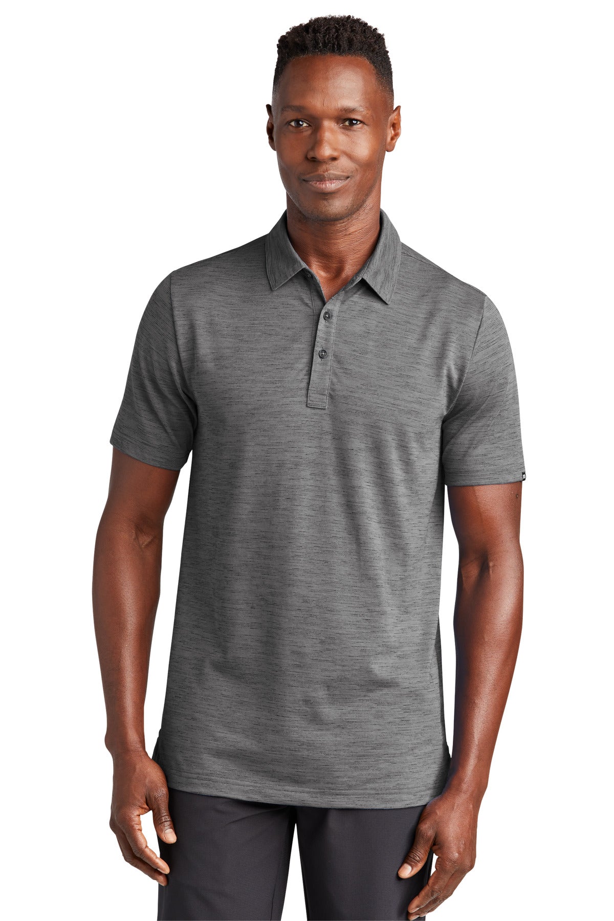 Custom Dark Grey Auckland Slub Polo TM1MW451, personalized by SanCanDo Swag in Argyle, TX