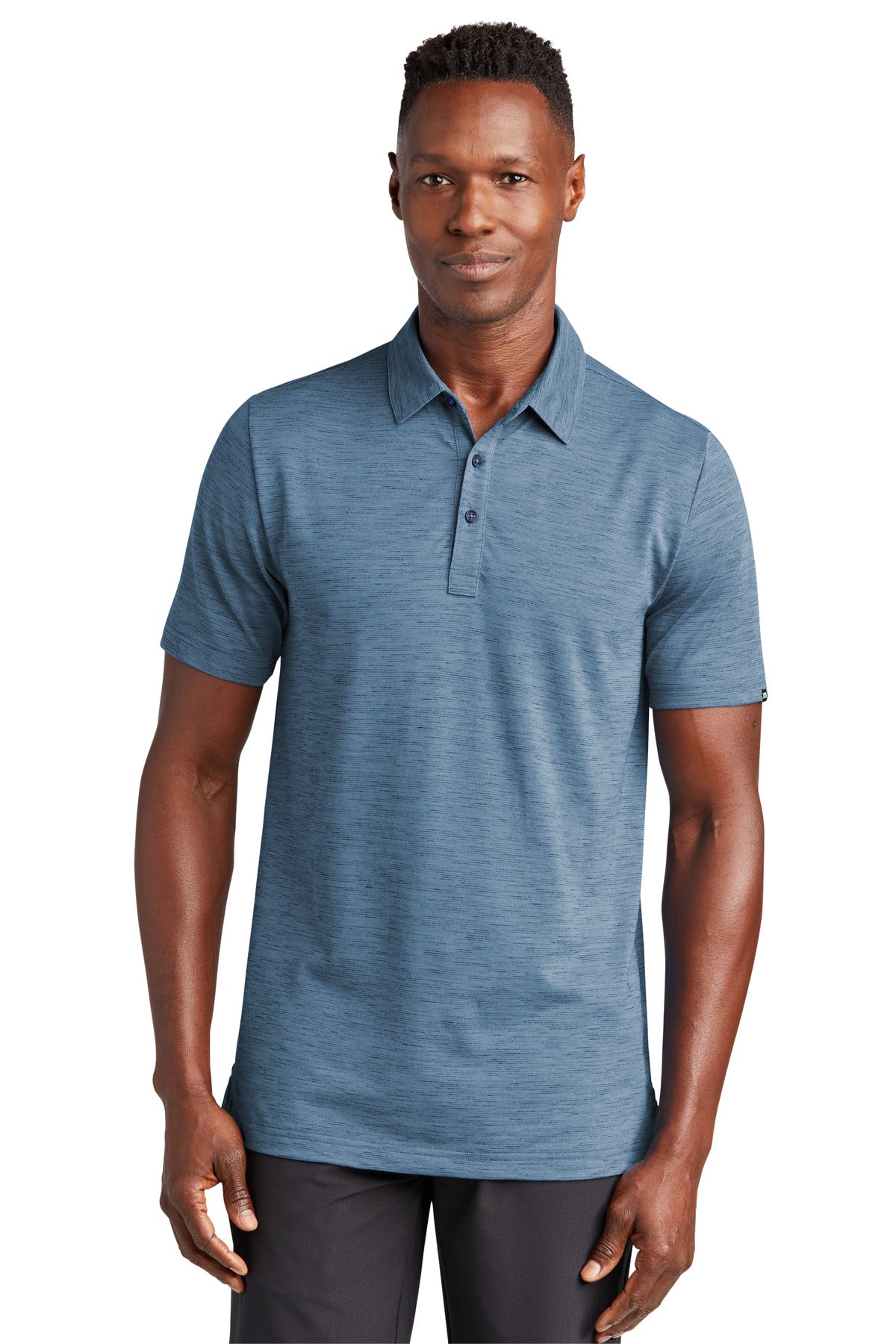 Custom Riviera Blue Auckland Slub Polo TM1MW451, personalized by SanCanDo Swag in Argyle, TX