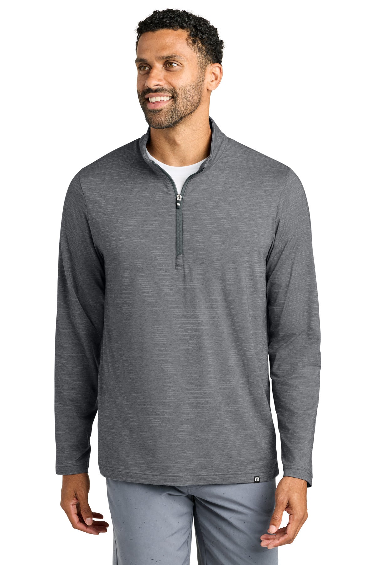 Custom Grey Heather Crestview 1/4-Zip TM1MW452, personalized by SanCanDo Swag in Argyle, TX