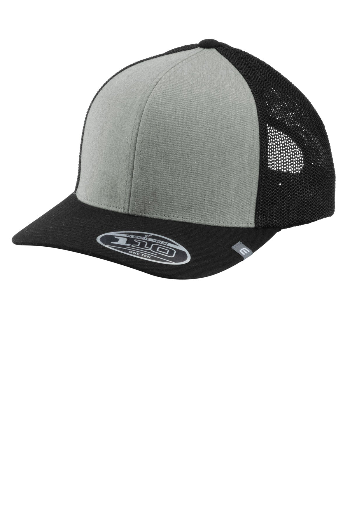 Custom Heather Grey/ Black Cruz Colorblock Trucker Cap TM1MY390, personalized by SanCanDo Swag in Argyle, TX