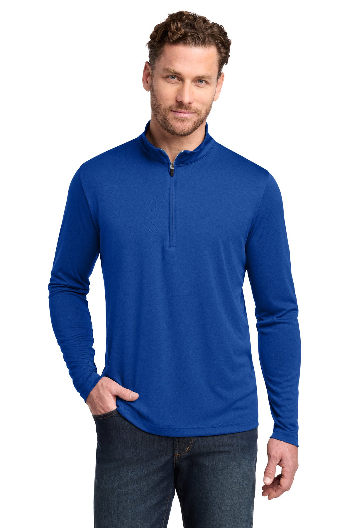 Custom Royal Blue Coto Performance 1/4-Zip TM1MY397, personalized by SanCanDo Swag in Argyle, TX