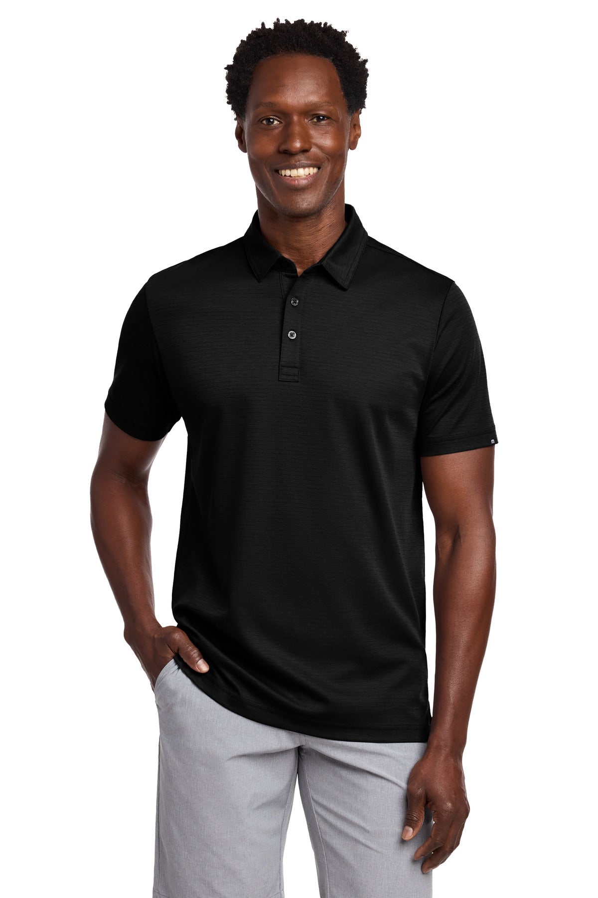 Custom Black Bayfront Solid Polo TM1MY399, personalized by SanCanDo Swag in Argyle, TX