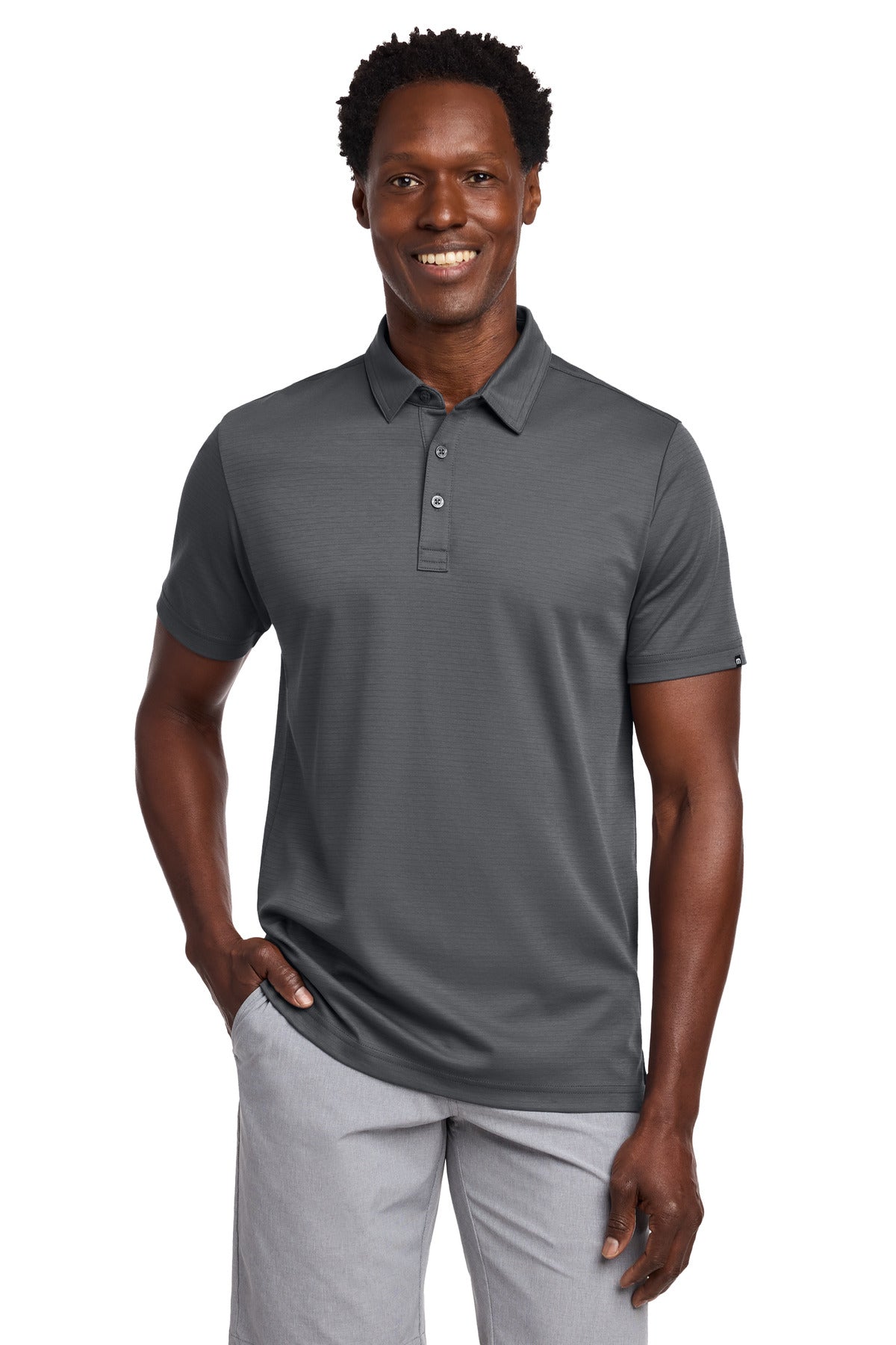 Custom Dark Grey Bayfront Solid Polo TM1MY399, personalized by SanCanDo Swag in Argyle, TX