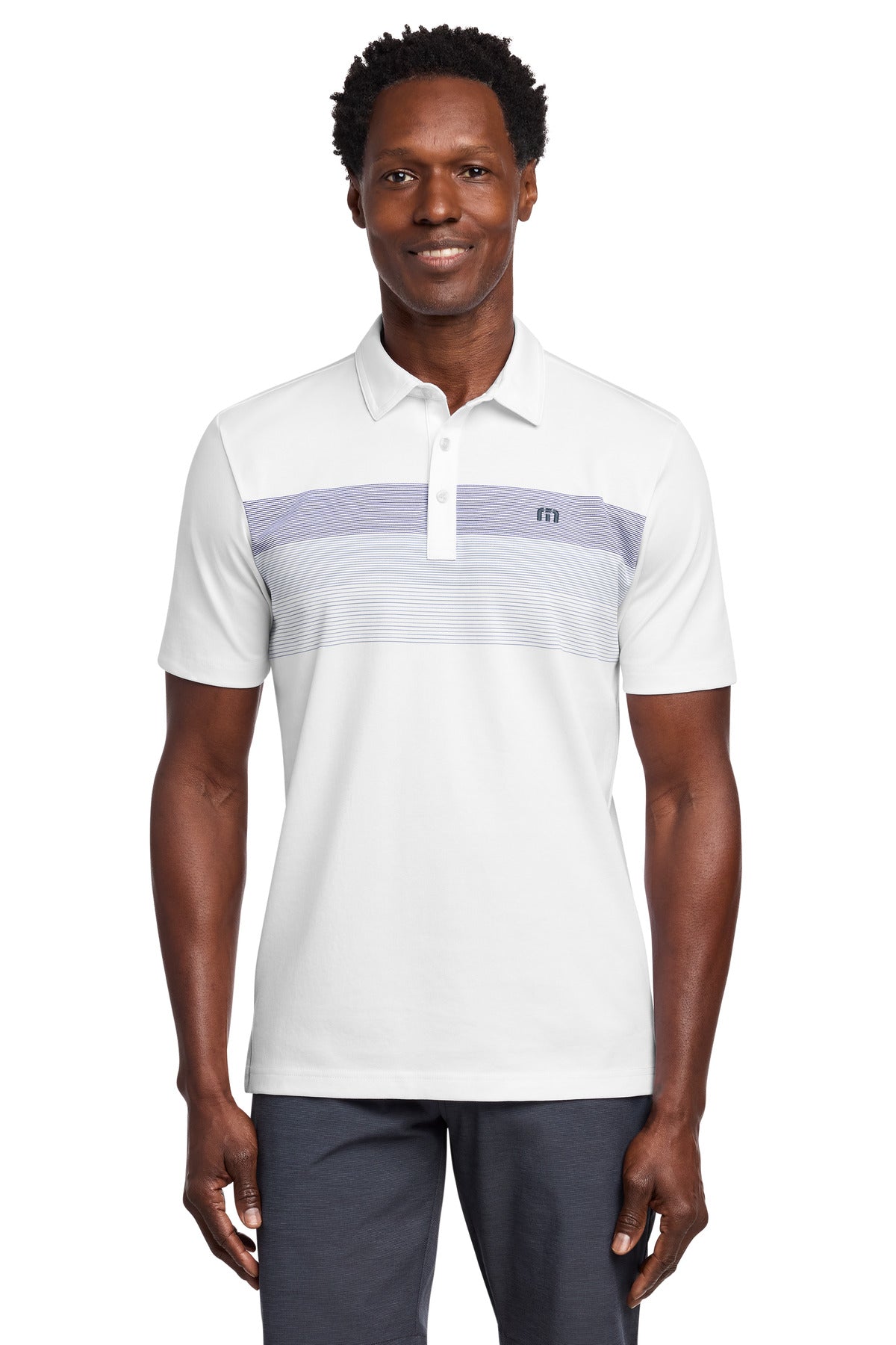 Custom White Coastal Chest Stripe Polo TM1MY402, personalized by SanCanDo Swag in Argyle, TX