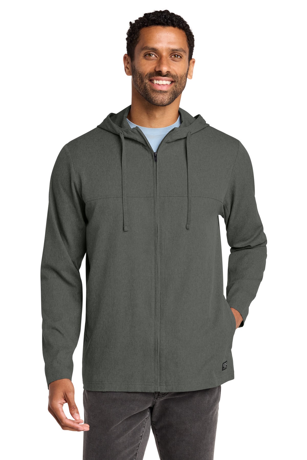 Custom Dark Grey Heather Balboa Hooded Full-Zip Jacket TM1MZ338, personalized by SanCanDo Swag in Argyle, TX