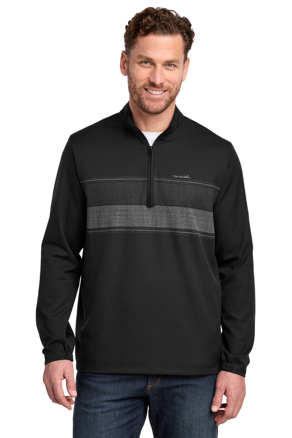 Custom Black Balboa Chest Stripe 1/4-Zip TM1MZ340, personalized by SanCanDo Swag in Argyle, TX
