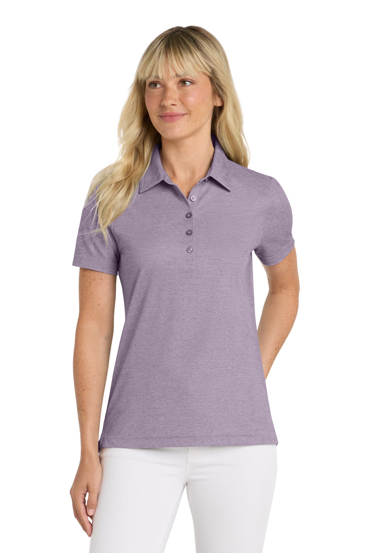Custom Purple Sage Heather Women's Oceanside Heather Polo TM1WW002, personalized by SanCanDo Swag in Argyle, TX