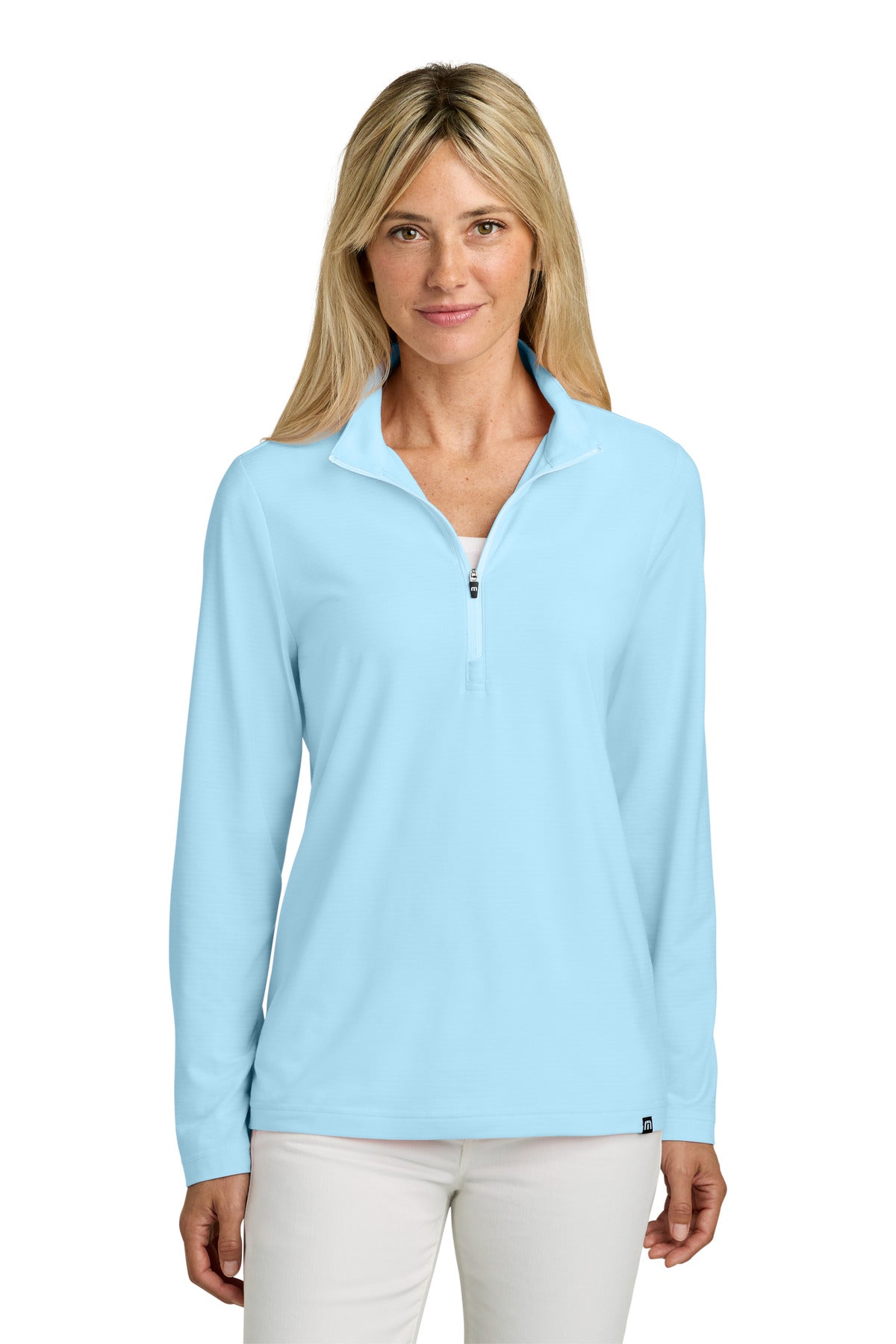 Custom Dream Blue Women's Crestview 1/4-Zip TM1WW003, personalized by SanCanDo Swag in Argyle, TX