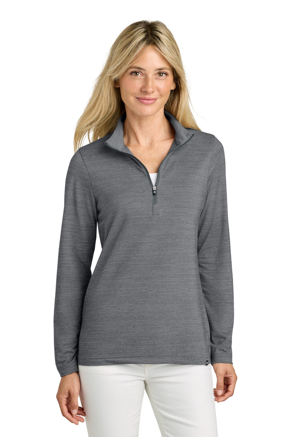 Custom Grey Heather Women's Crestview 1/4-Zip TM1WW003, personalized by SanCanDo Swag in Argyle, TX