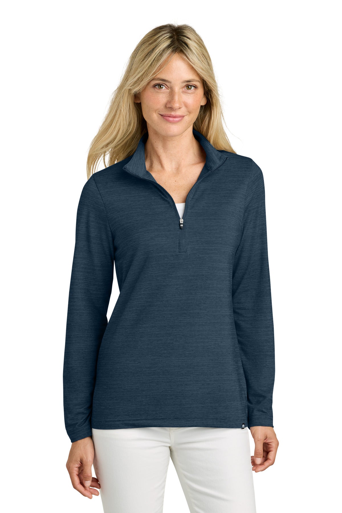 Custom Vintage Indigo Heather Women's Crestview 1/4-Zip TM1WW003, personalized by SanCanDo Swag in Argyle, TX